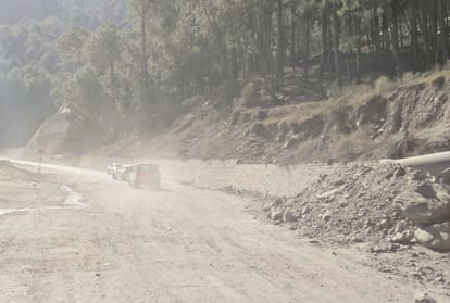    national highway authority, parwanoo shimla four lane, dust on shimla kalka road