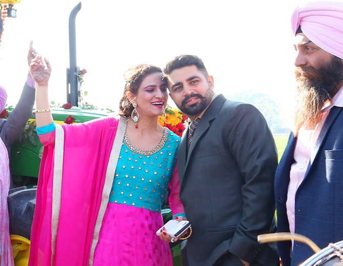 unique marriage in punjab, nri groom with bride arrives at reception on tractor