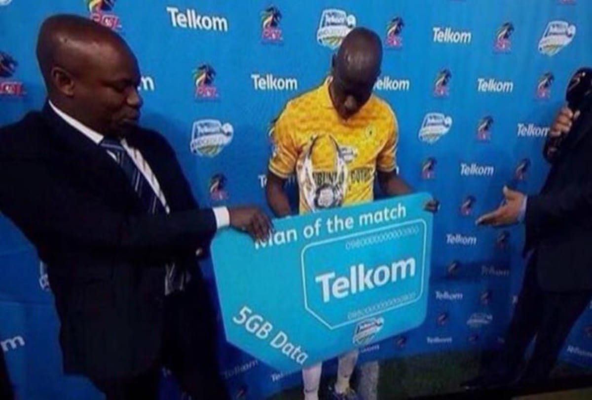 South African footballer receives 5GB of data prize as man of the match