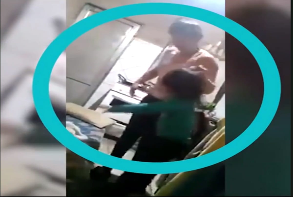 Cruel mum lifts her 3 year old daughter by her hair then brutally kicks her