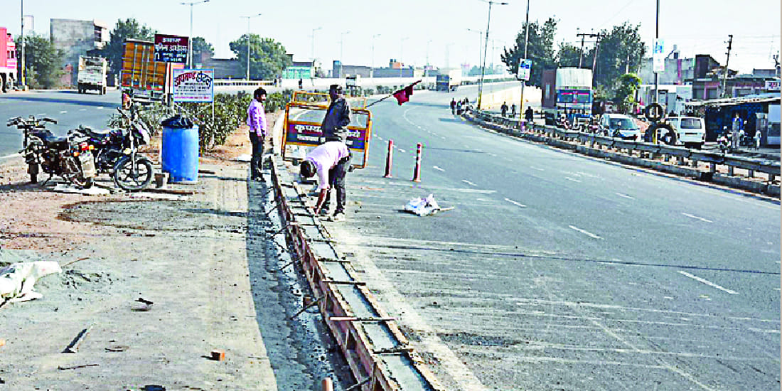 National Highway under repairing in auraiya