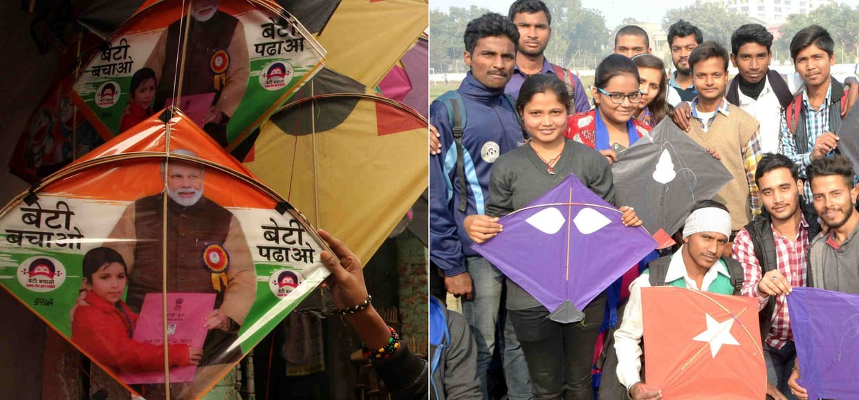 Girl fly kites and gave saving daughter message