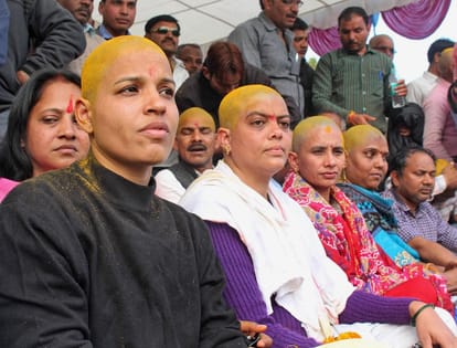 Teachers shaved their heads demanding equal pay for equal work in Bhopal