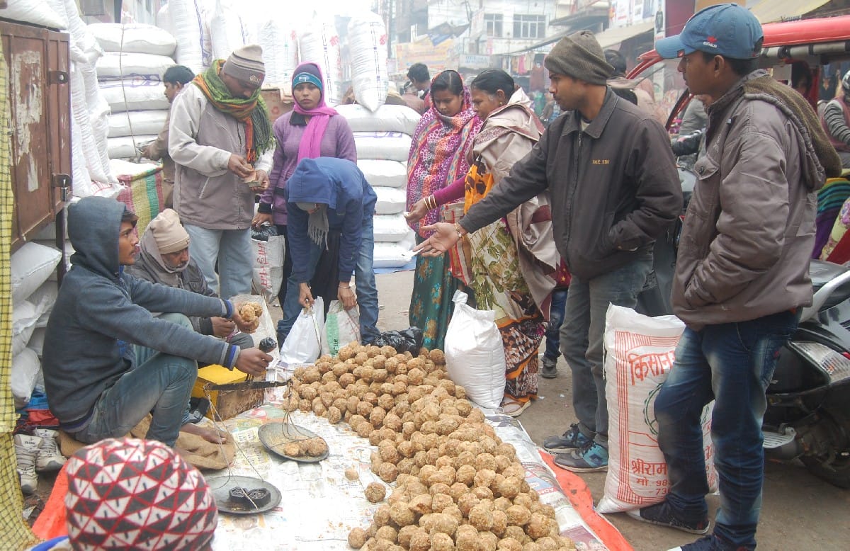 people prepared for makar sankranti