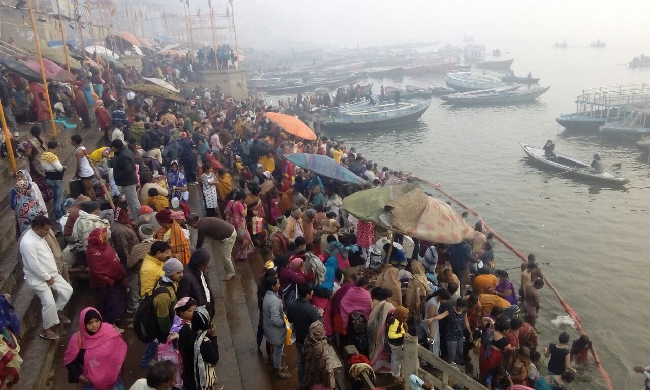 Makar sankranti celebration in varanasi ganga ghat