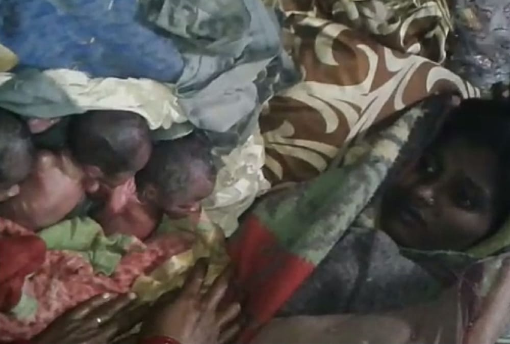 A lady delivered four babies in bahraich.