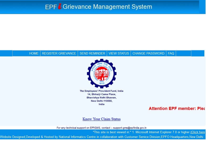 complaint about pf account register on epfo new website