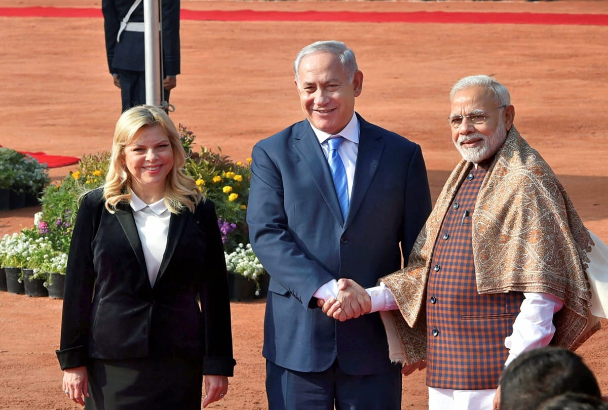 Benjamin Netanyahu and wife Sara pays tribute to Mahatma Gandhi at Rajghat