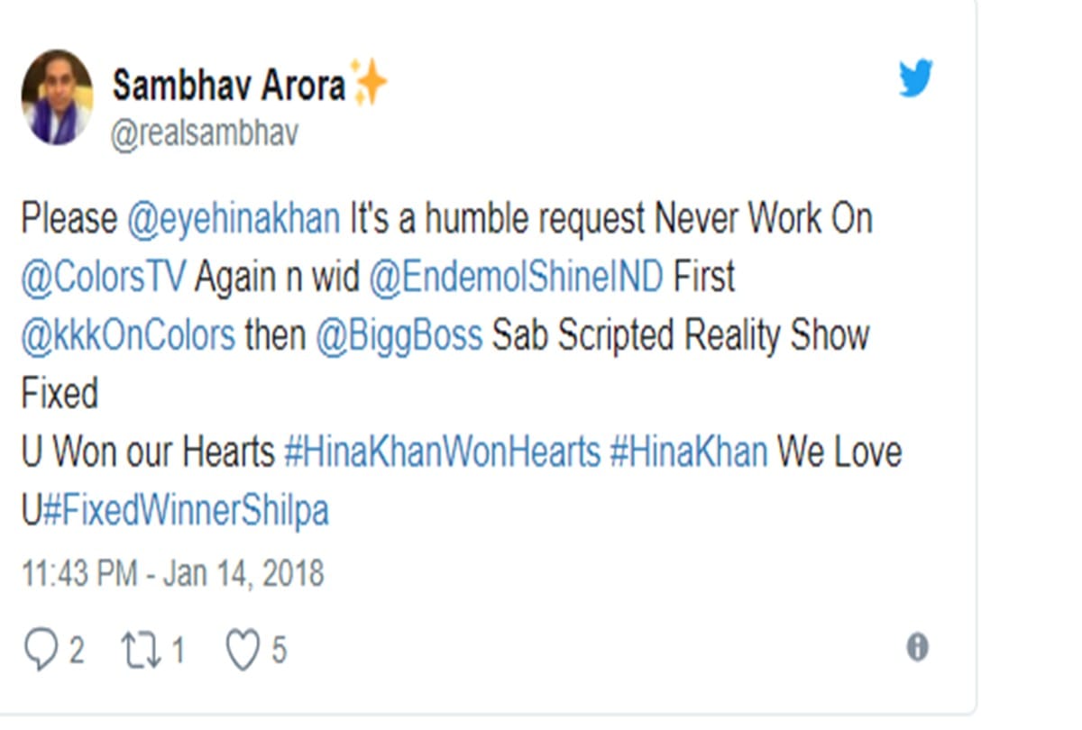   Bigg Boss 11 winner: Hina Khan’s fans slamshs twitter after Shilpa Shinde wins the show