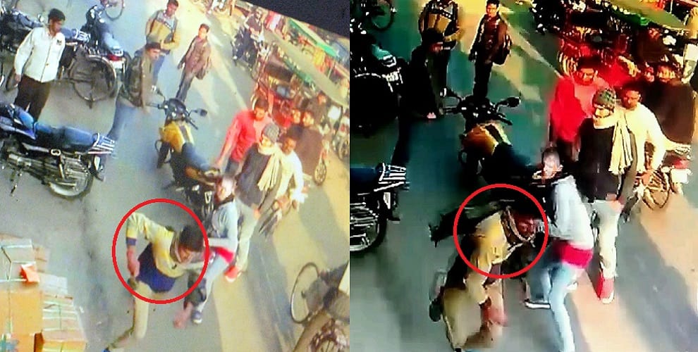 Molestation with the girl, beating the man