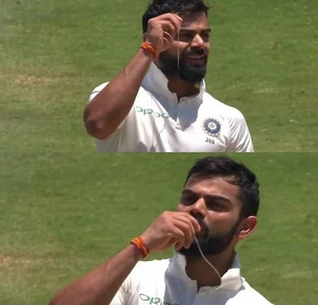 Virat Kohli dedicates his 150 runs to wife Anushka Sharma by kissing his wedding ring