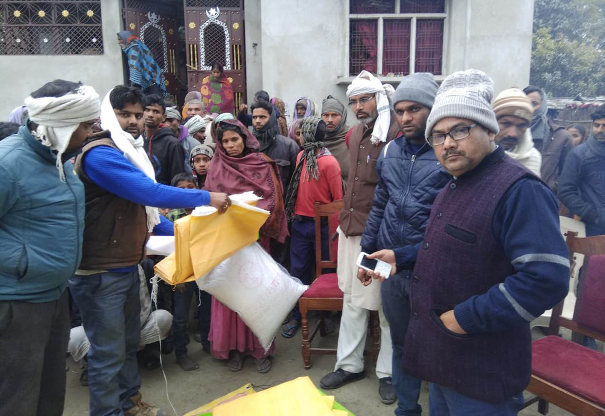 Administration distributed relief material to homeless people