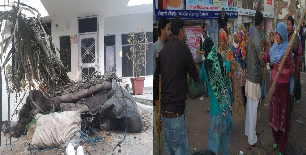 Cleaning staff raged, garbage in BJP worker shop
