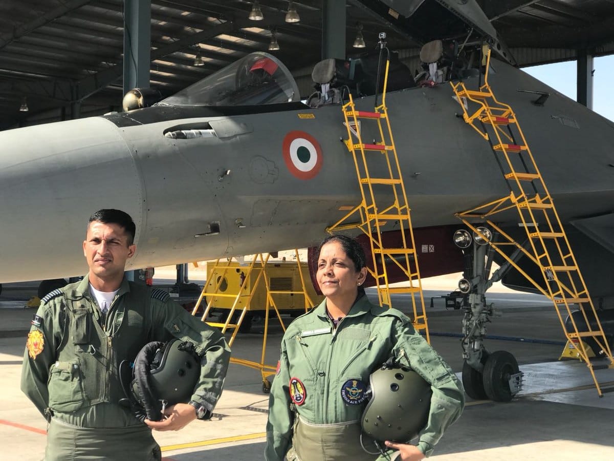 Defence Minister Nirmala Sitharaman Flyies G-Suit Sukhoi 30 in jodhpur 