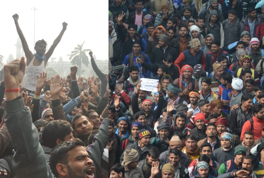 protesters asking for result of police recruitment jumped   into gomati river.