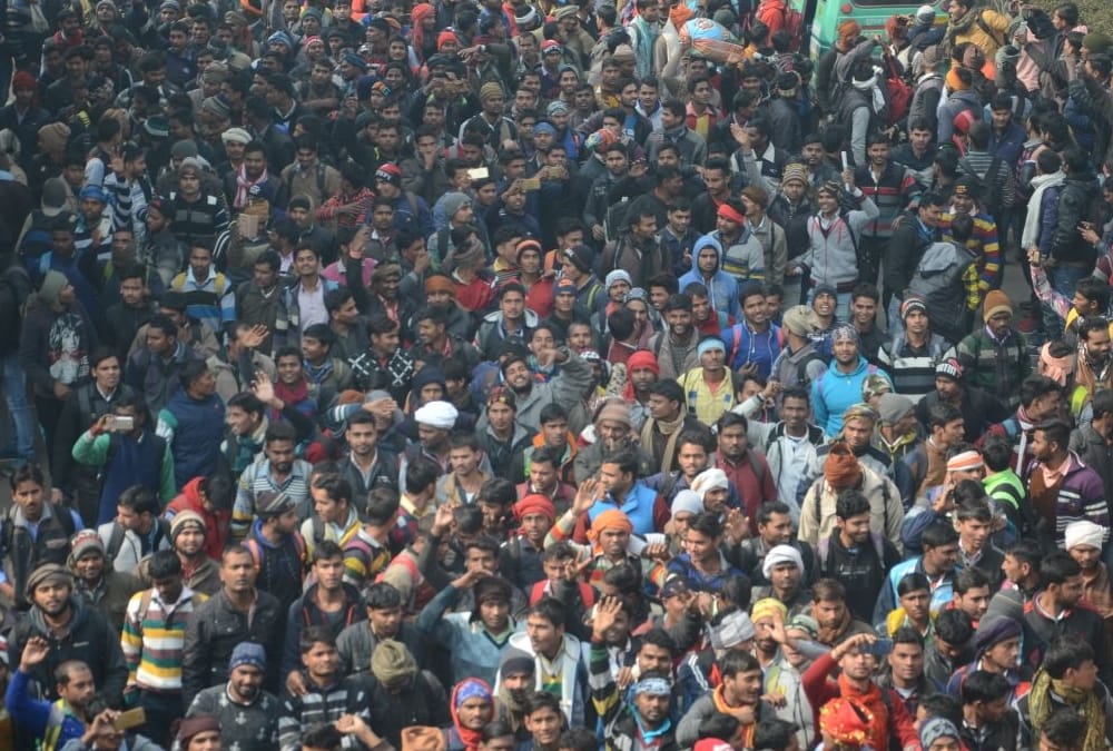  applicants protest over 34716 recruitment in police.