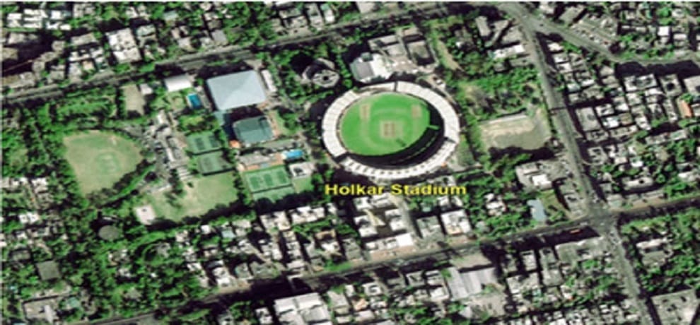 The first photo, shown by ISRO Cartosat-2 series Satellite, shows the stadium