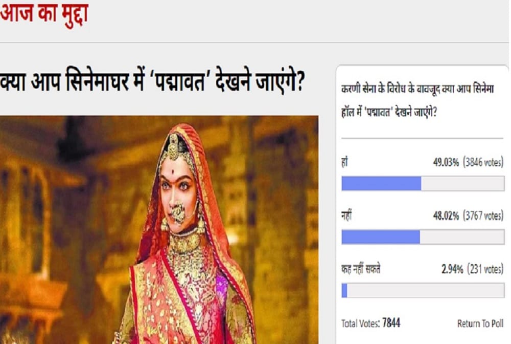 Amarujala poll: despite protests people want to watch padmaavat movie in the cinema halls