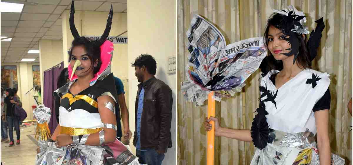 Clothes design by newspaper in kashi yatra fest