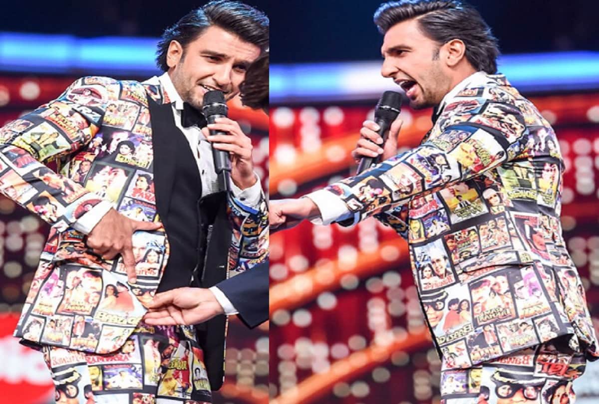 Ranveer Singh spotted in fimly dress at Filmfare Award 2018 red carpet 