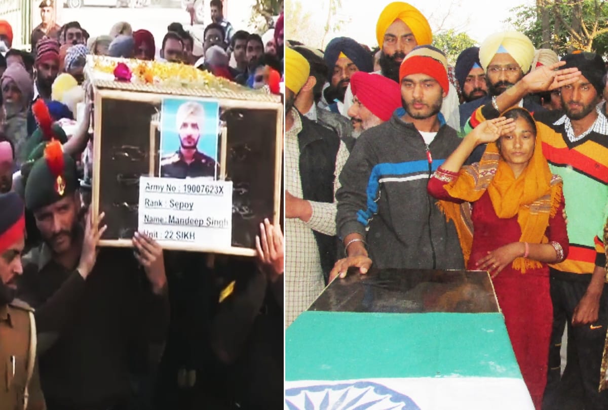 Last rites of 23-year-old Sepoy Mandeep Singh in Sangrur's Lehragaga