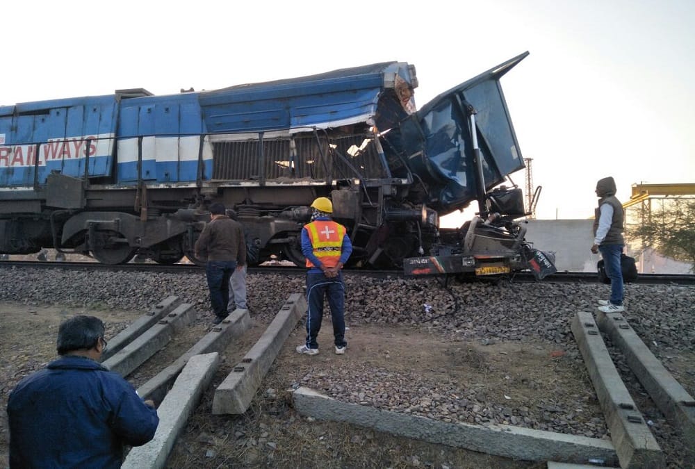 rajasthan jodhpur train collided with speedy train on human less railway crossing 