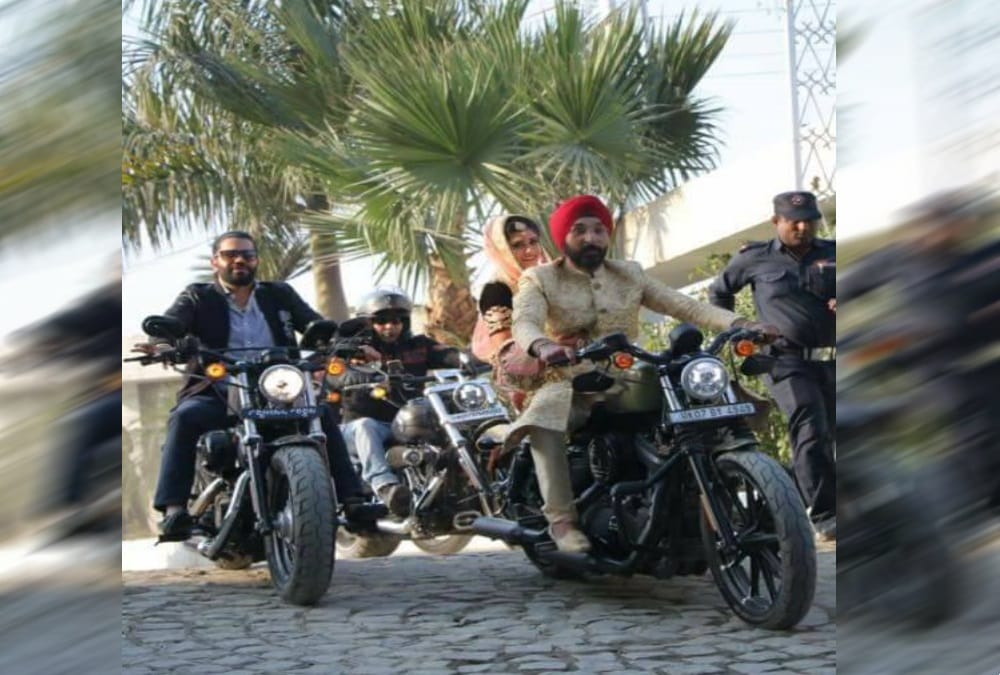 Bride vidai on Harley Davidson in dehradun photos