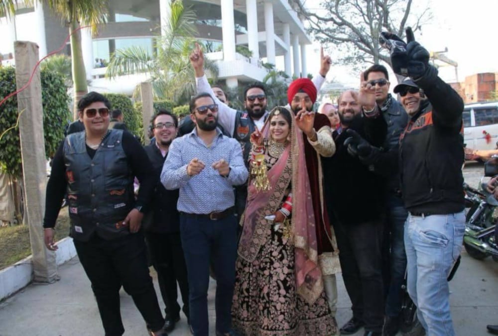 Bride vidai on Harley Davidson in dehradun photos