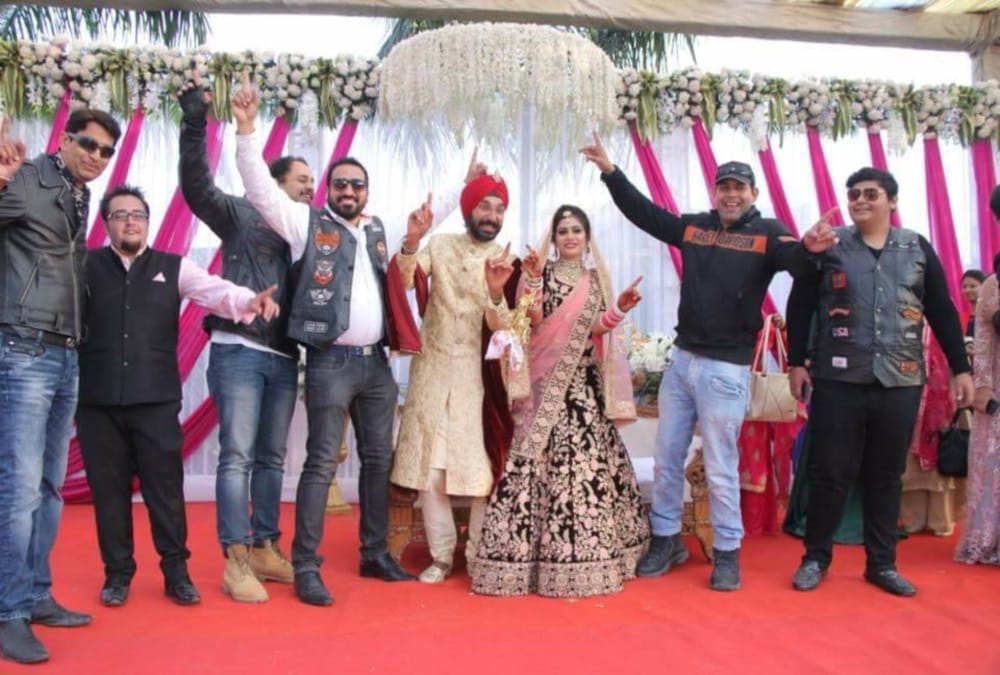 Bride vidai on Harley Davidson in dehradun photos