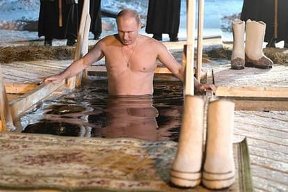 Russian President Vladimir Putin goes shirtless again and this time for Baptism Ritual