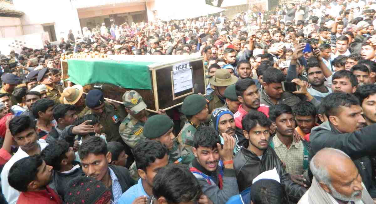 Funeral of martyred chandan rai in chandauli
