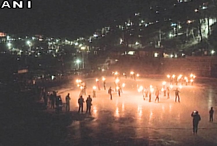 Skaters in Shimla Ice Skating Rink skated with torches
