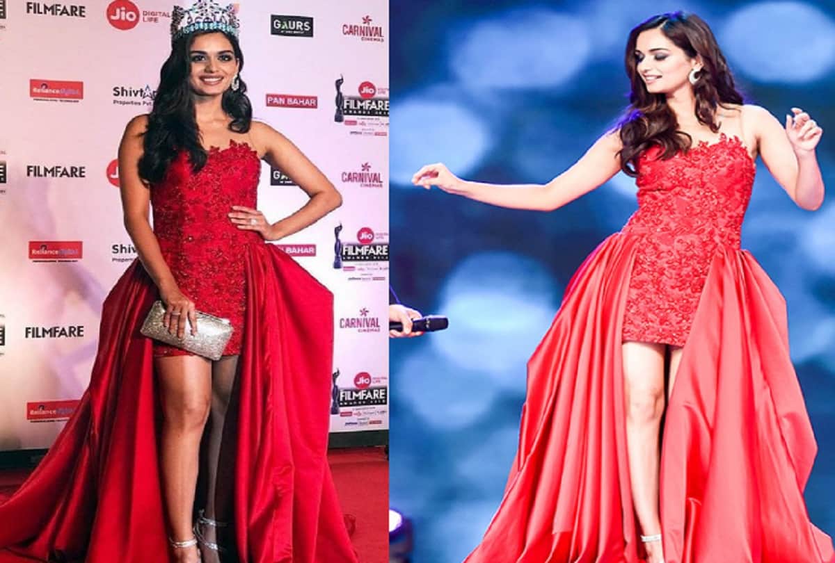 Manushi Chhillar red dress in Filmfare award 2018 will impress you 