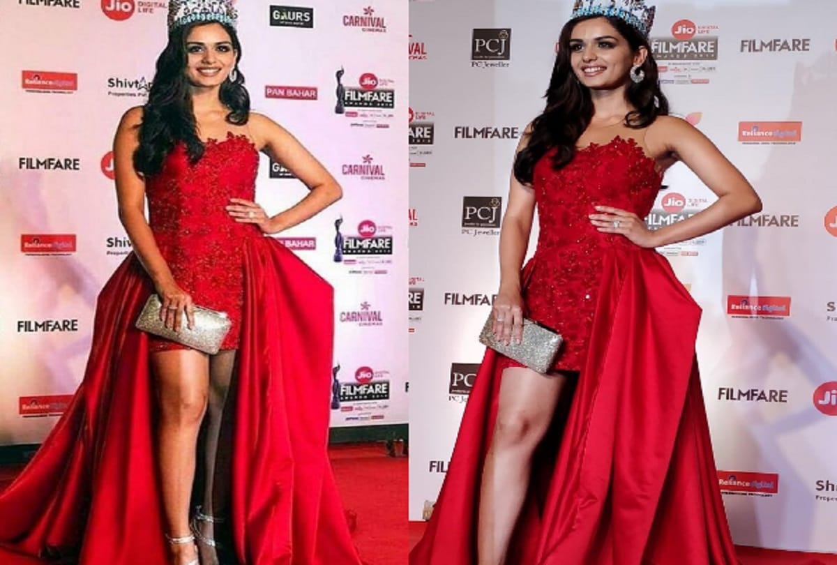 Manushi Chhillar red dress in Filmfare award 2018 will impress you 
