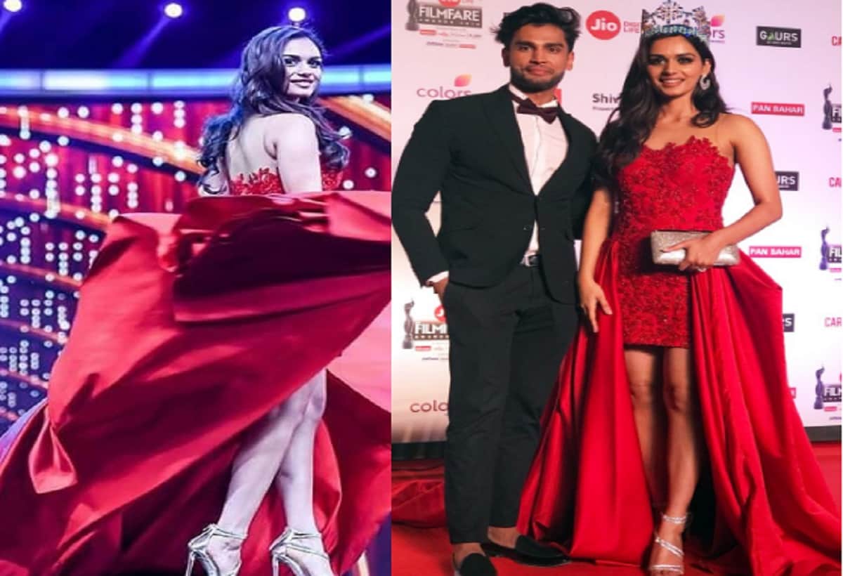 Manushi Chhillar red dress in Filmfare award 2018 will impress you 