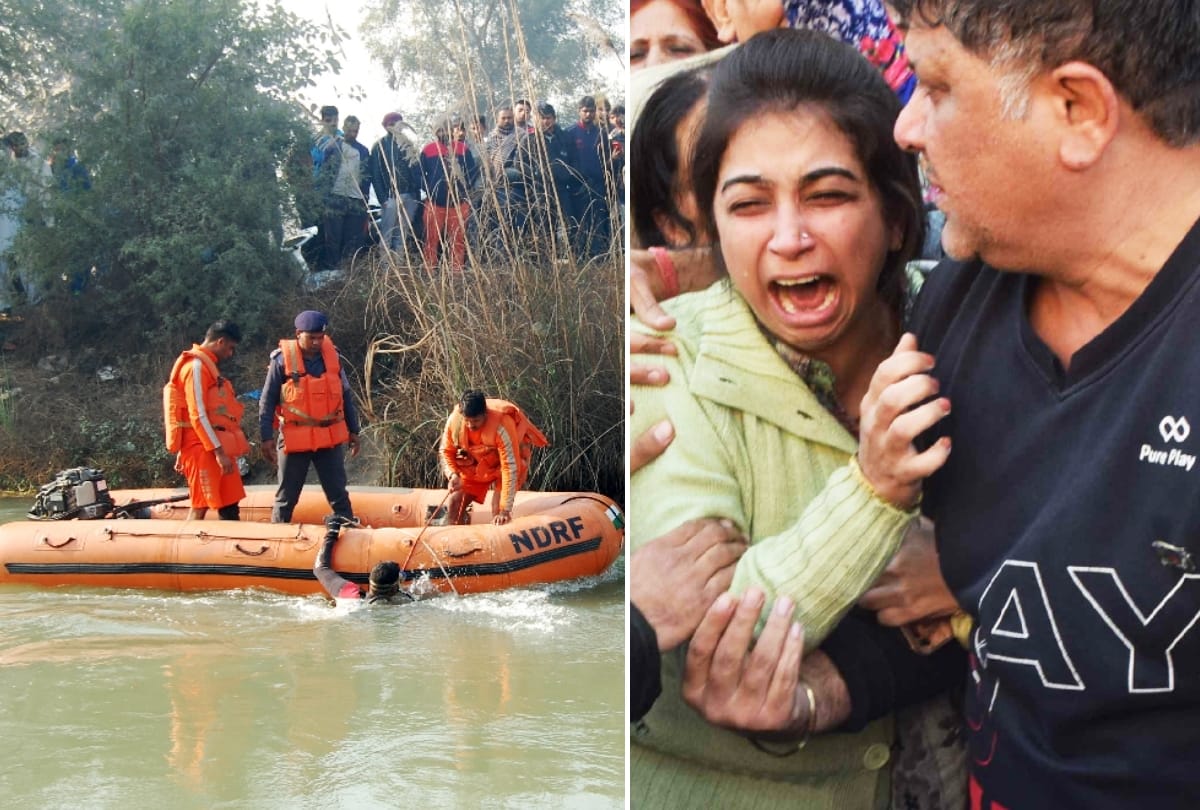 Car fall in canal, one died and four is missing