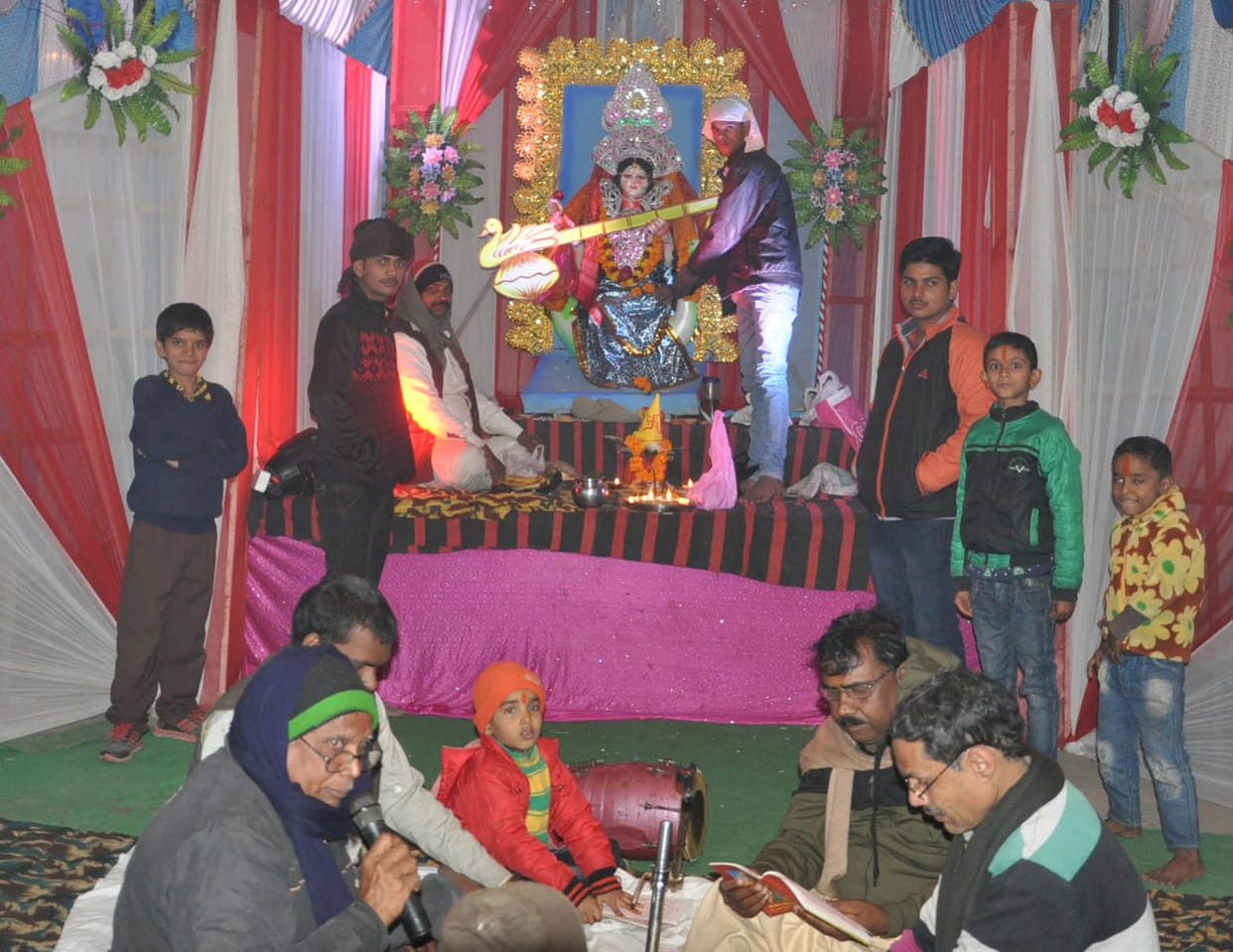 Worship of Veena Vedini on Vasant Panchami