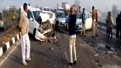 Several cars collide into each other due to low visibility on nh 1 in karnal
