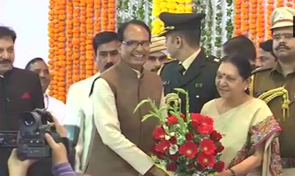 Anandiben Patel takes oath as the governor of Madhya Pradesh in Bhopal