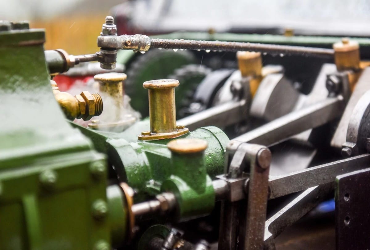 A Man converted land rover in steam engine car 