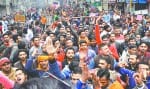 फिल्म पद्मावत के विरोध में उग्र प्रदर्शन।