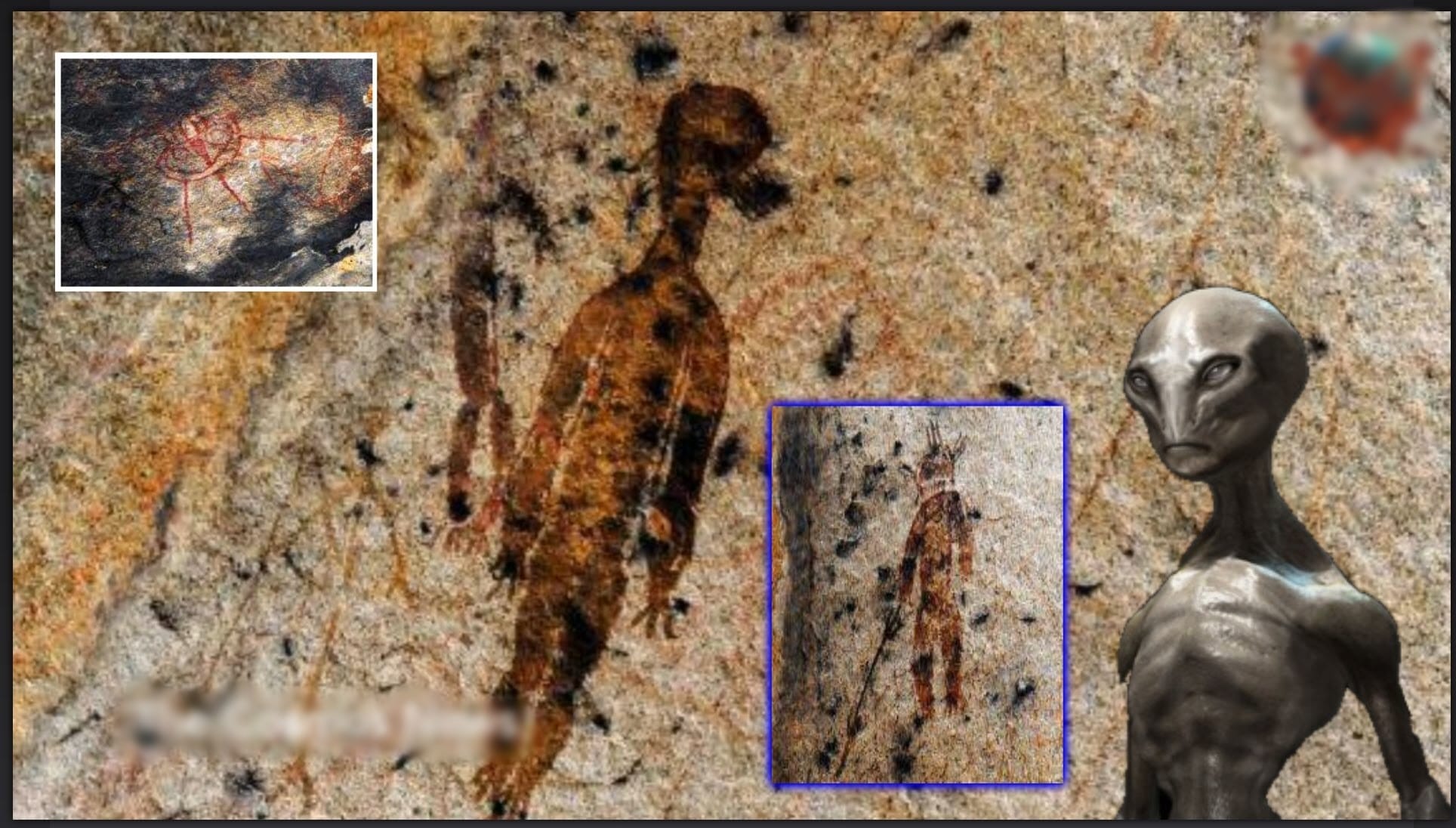 Picture of aliens and UFOs found in a cave at Chhattisgarh