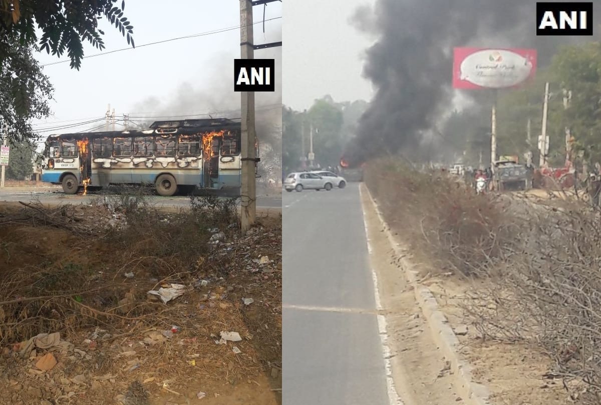 padmavat : buses burnt in gurugram on the name of protest