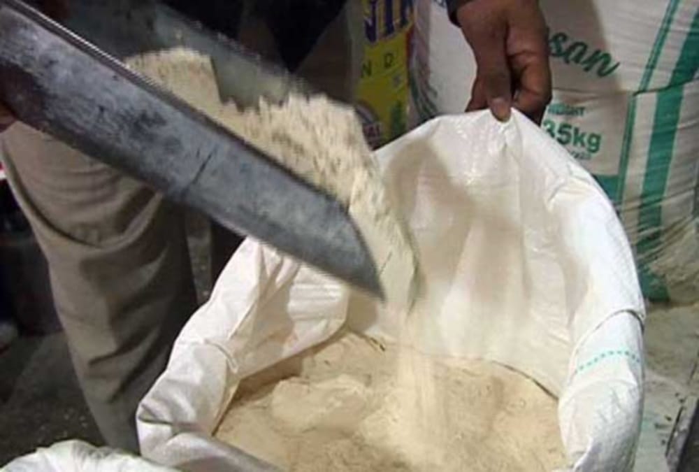 Plastic flour in market after egg and rice