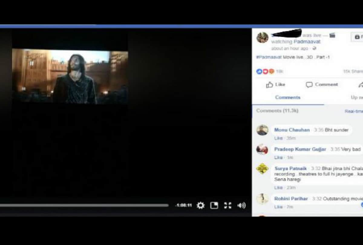 film padmaavat leaked on facebook and million users has been seen in free of cost