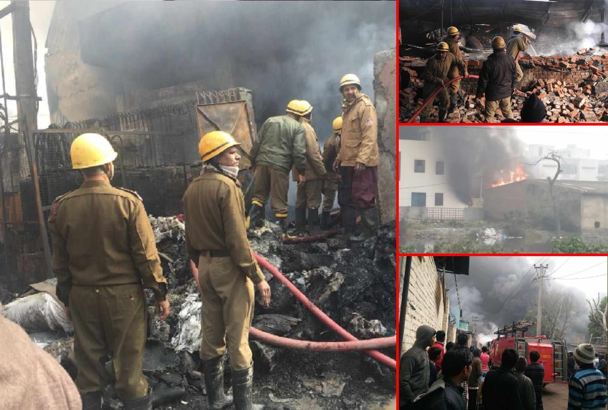 fire in mundka, two firemen burnt in fire