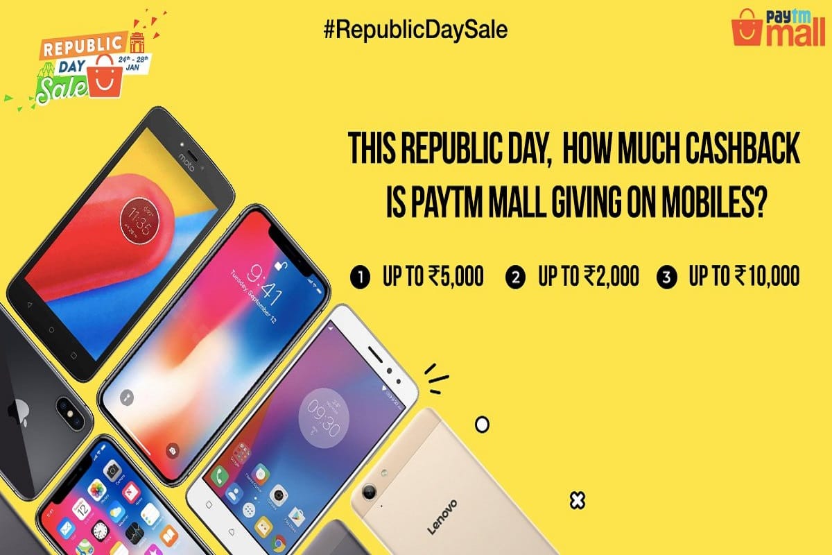 Paytm Mall Republic Day Sale, Buy smartphones with upto Rs 10000 cashback
