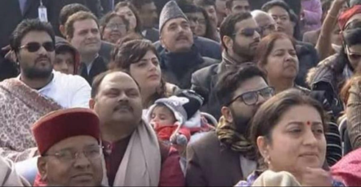 Rahul Gandhi sat two rows back behind Smriti Irani on Republic Day