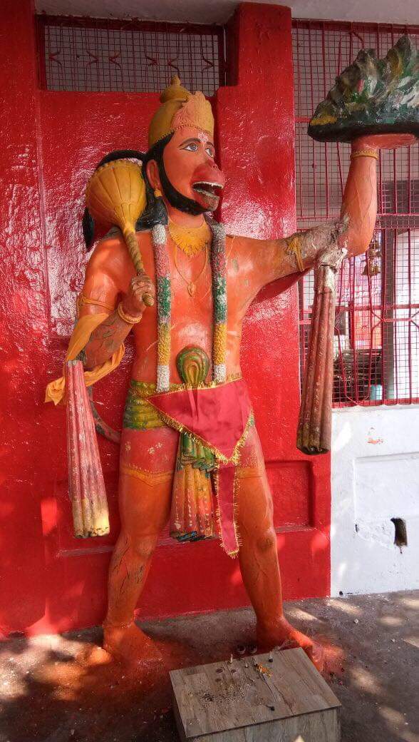 drunk man broke lord hanuman and shani dev statue