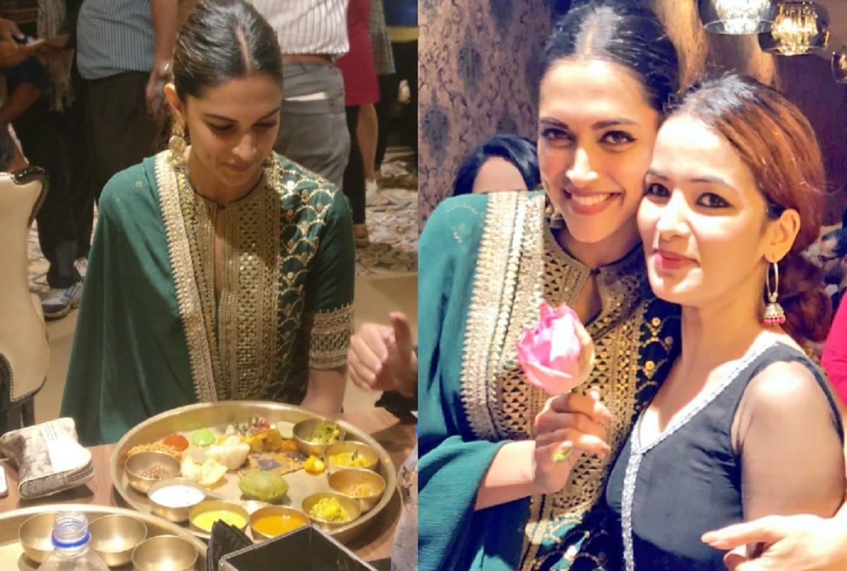 After Padmaavat success Deepika Padukone having Rajasthani thali at Mumbai 